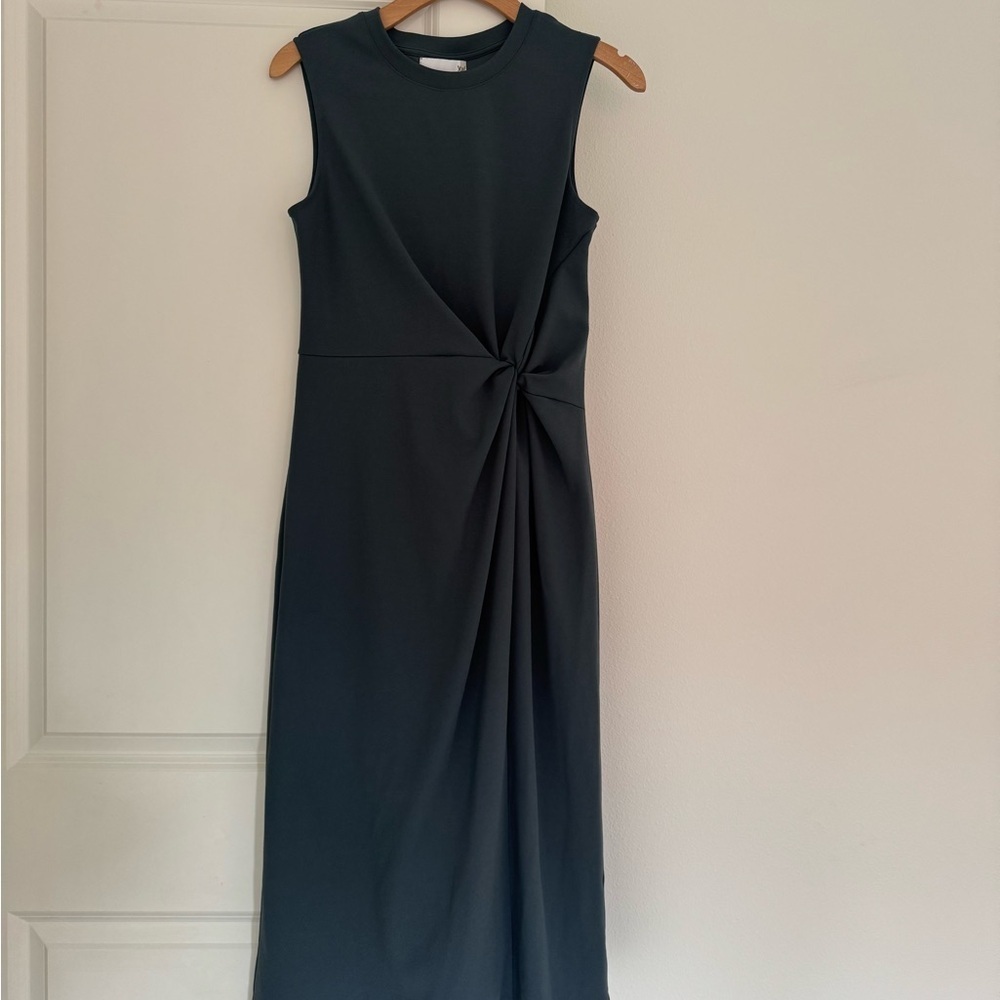 Nordstrom Rack brand women’s gray blue twist front midi sleeveless dress SMALL